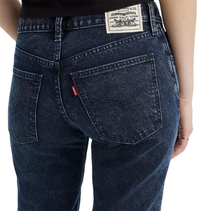 Navy - Side - Levis Womens-Ladies Denim Mid Rise Straight Leg Jeans
