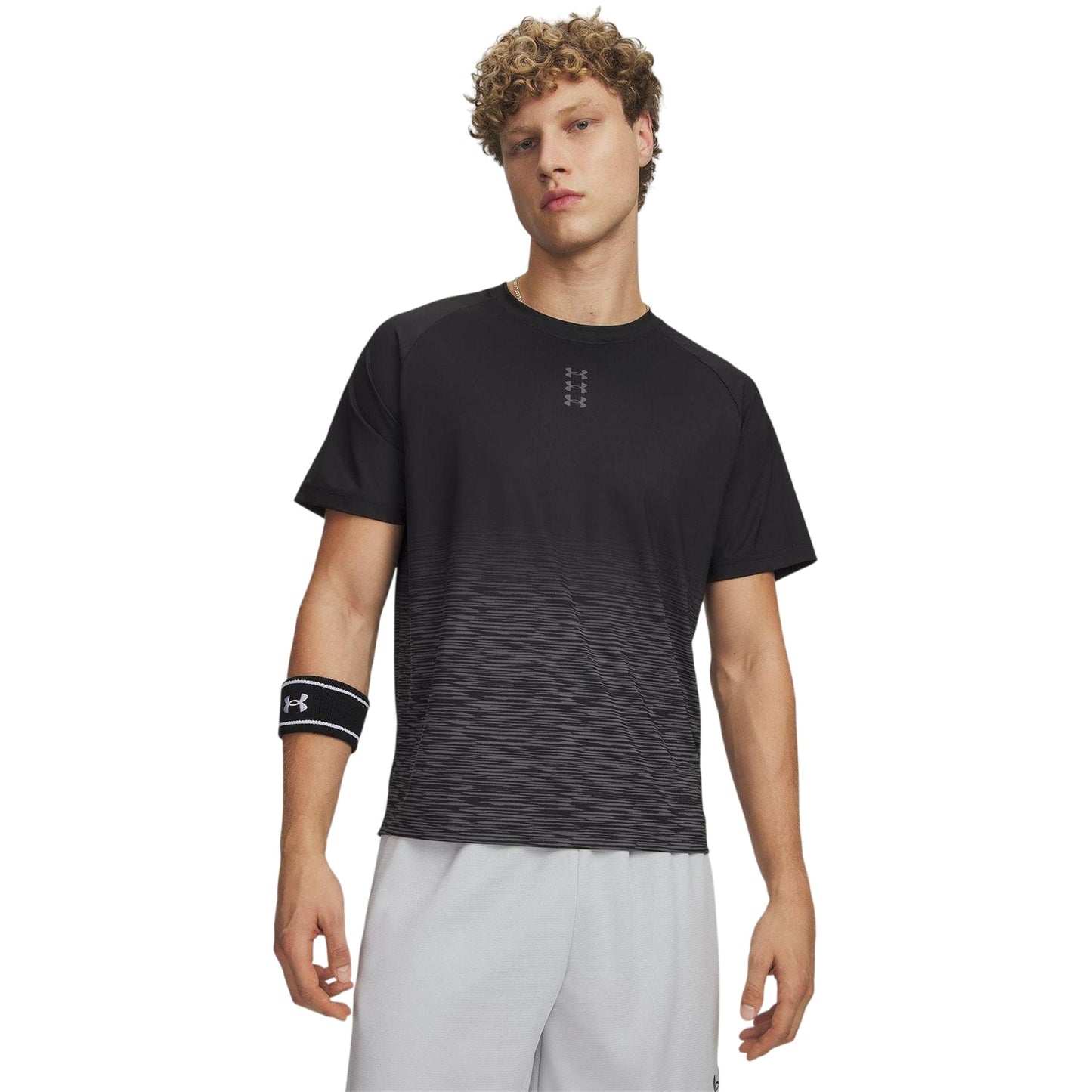 Black-Grey - Front - Under Armour Mens Hoops Performance Basketball T-Shirt