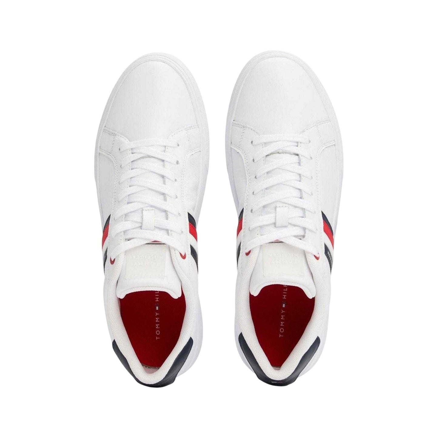 White - Side - Tommy Hilfiger Mens Essential Leather Cupsole Trainers