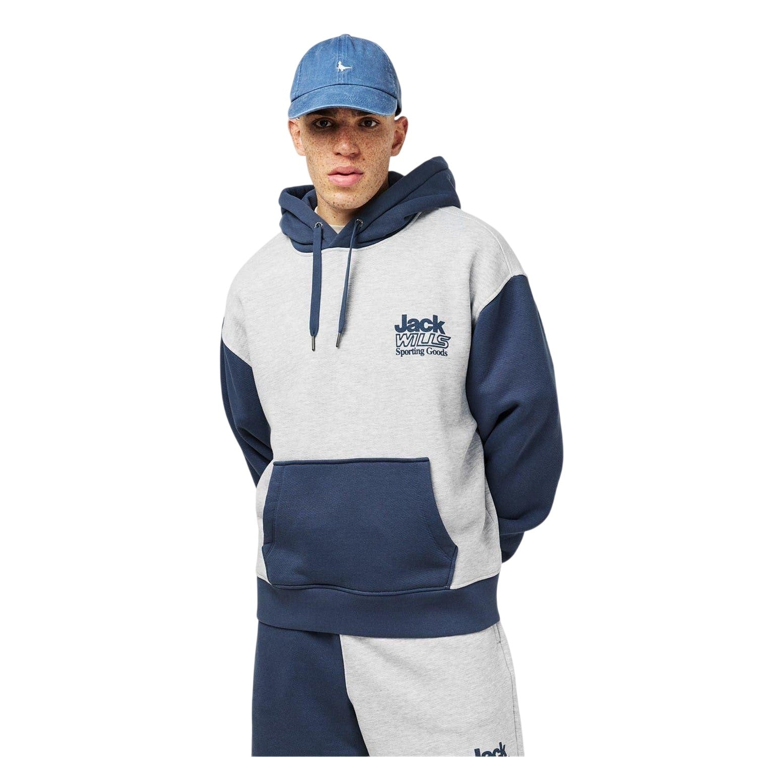 Ice Marl - Front - Jack Wills Mens Outline Colour Block Regular Hoodie
