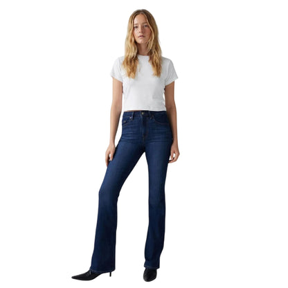 Dark Blue - Side - Levis Womens-Ladies High Rise Flared Jeans