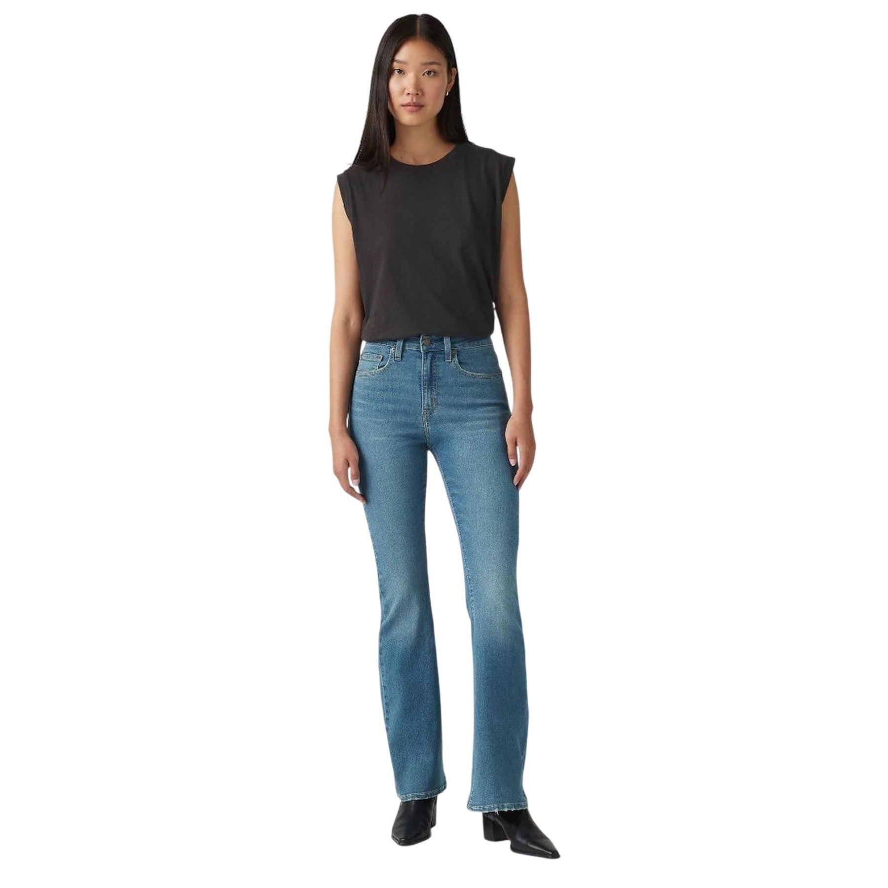 Light Blue - Side - Levis Womens-Ladies High Rise Flared Jeans