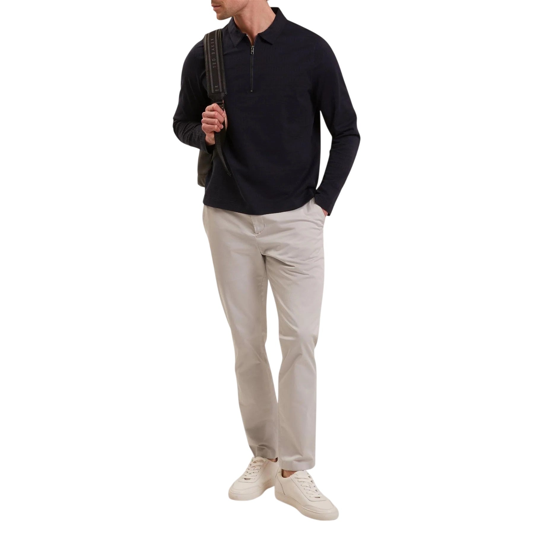 Navy - Lifestyle - Ted Baker Mens Half Zip Casual Cardigan