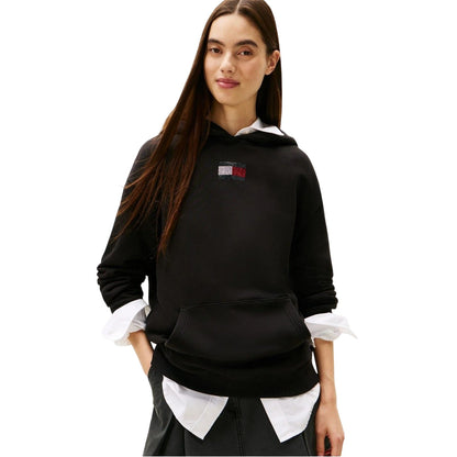 Black - Side - Tommy Jeans Womens-Ladies Cotton Regular Hoodie
