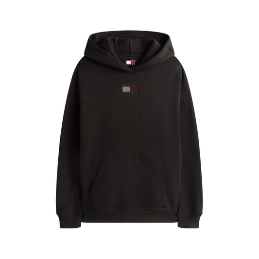 Black - Front - Tommy Jeans Womens-Ladies Cotton Regular Hoodie