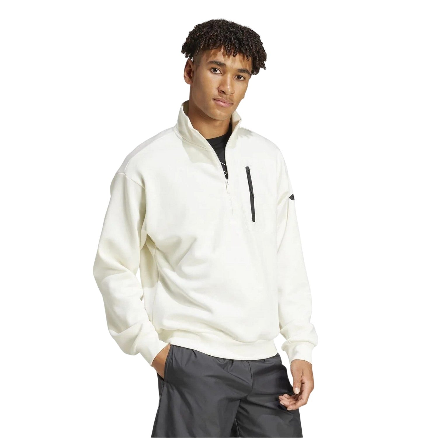 Off White - Pack Shot - Adidas Mens City Escape Quarter Zip Tailored Sweatshirt