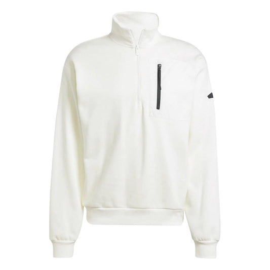 Off White - Front - Adidas Mens City Escape Quarter Zip Tailored Sweatshirt