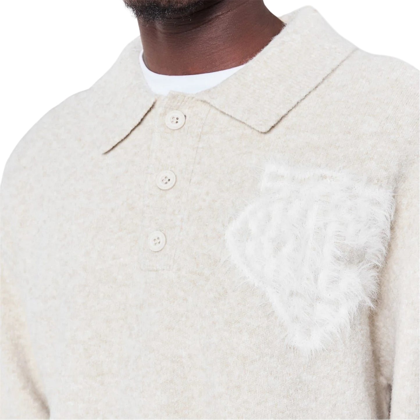 Beige - Side - Couture Mens Fluffy Relaxed Fit Top