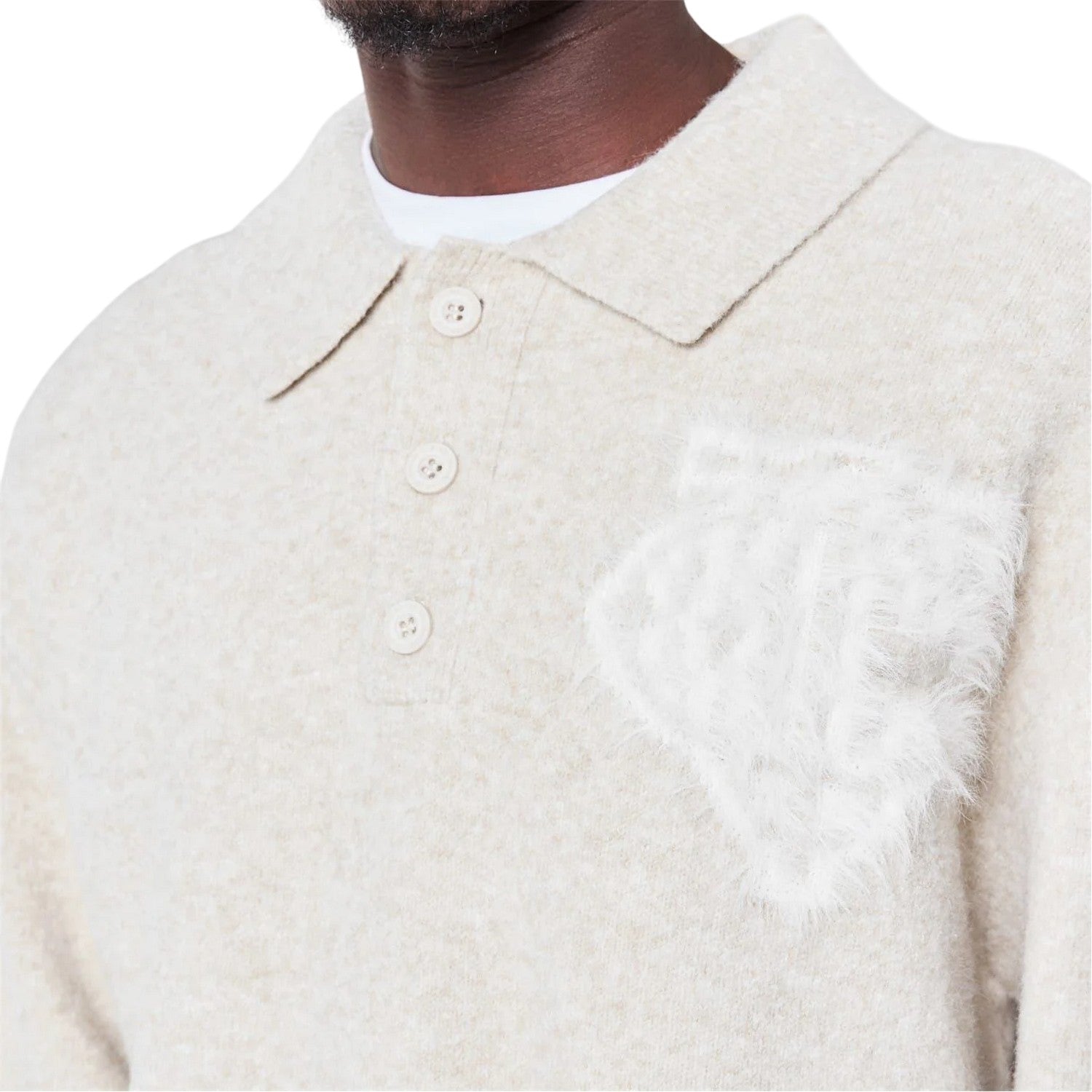 Beige - Side - Couture Mens Fluffy Relaxed Fit Top