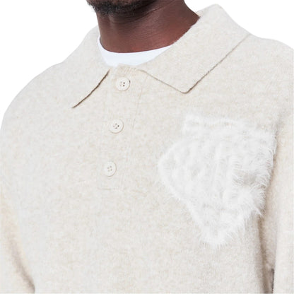 Beige - Side - Couture Mens Fluffy Relaxed Fit Top