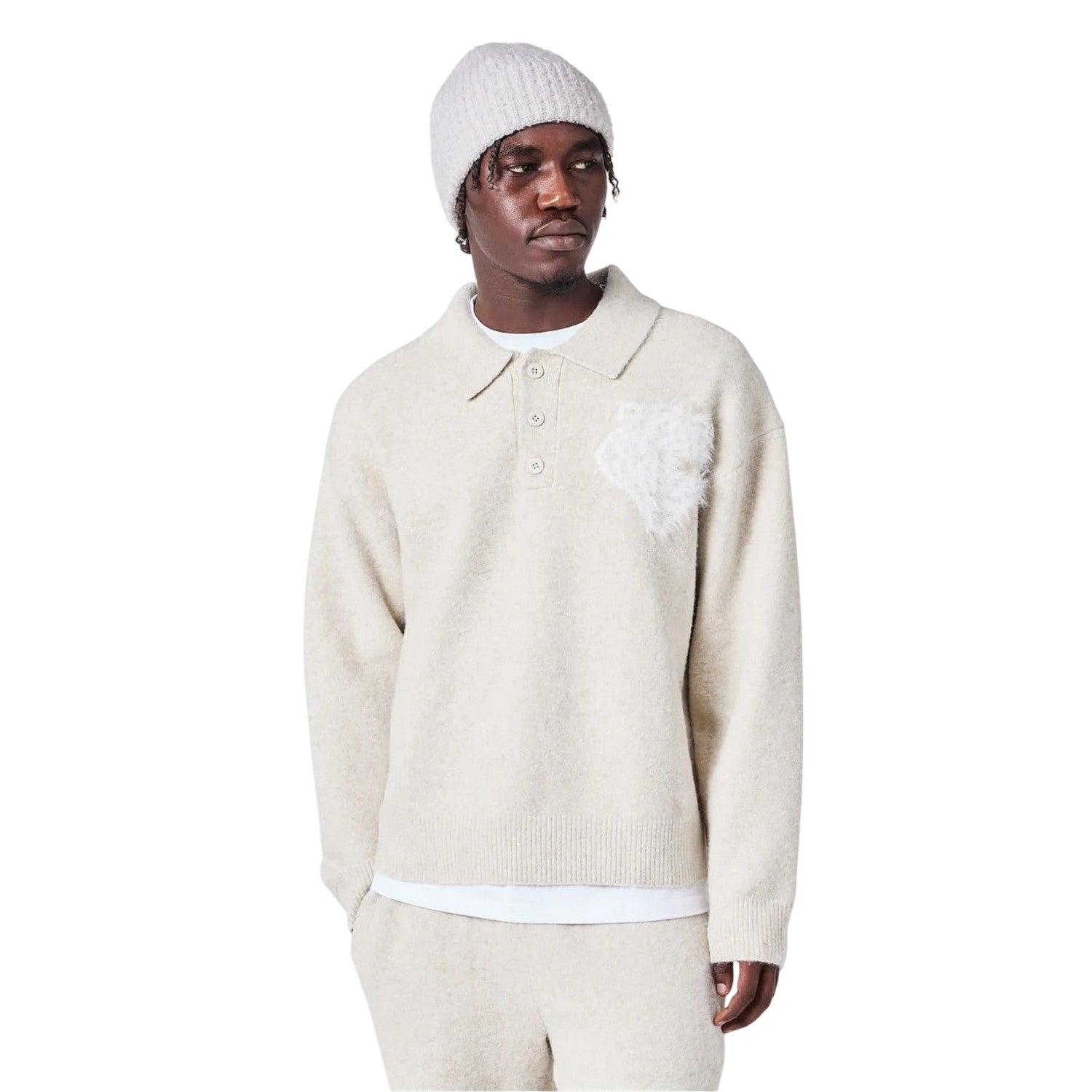 Beige - Lifestyle - Couture Mens Fluffy Relaxed Fit Top