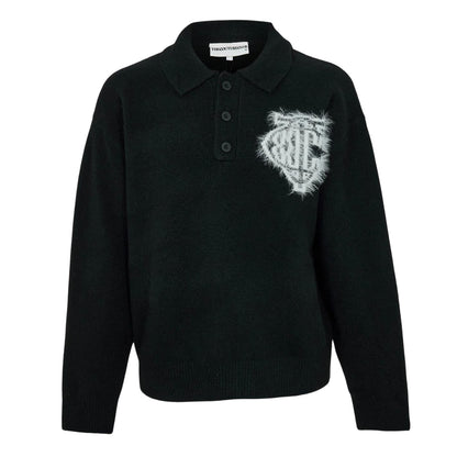 Black - Front - Couture Mens Fluffy Relaxed Fit Top