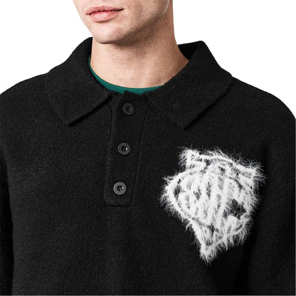 Black - Side - Couture Mens Fluffy Relaxed Fit Top