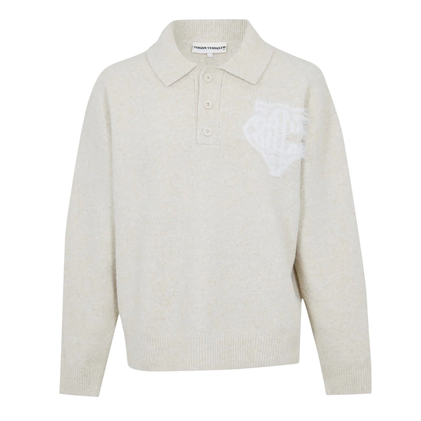 Beige - Front - Couture Mens Fluffy Relaxed Fit Top