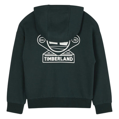 Dark Green - Back - Timberland Boys Fleece Outdoor Full Zip Hoodie