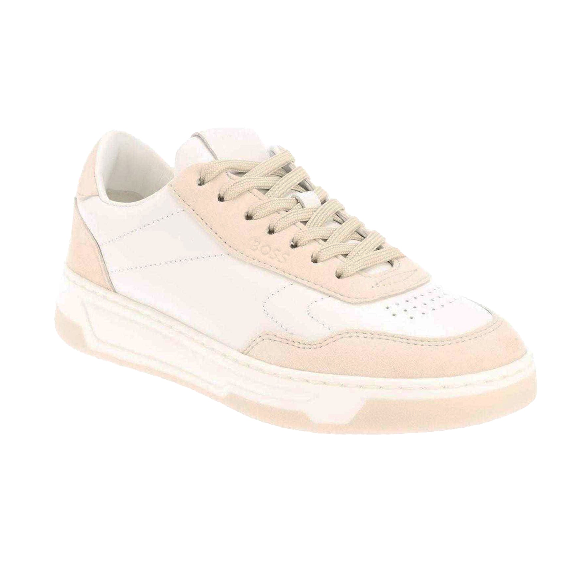 White - Lifestyle - Boss Womens-Ladies Baltimore Leather Trainers