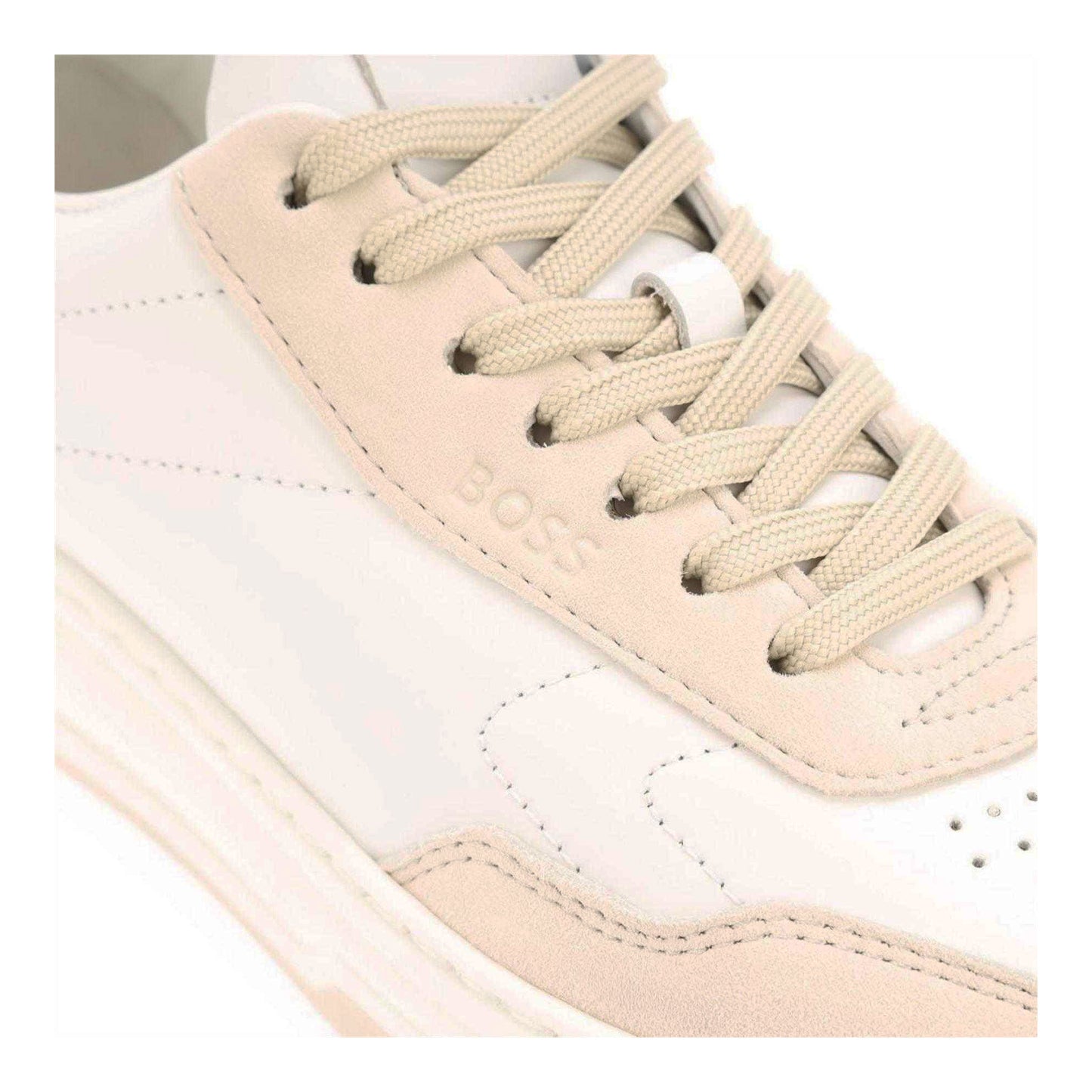 White - Pack Shot - Boss Womens-Ladies Baltimore Leather Trainers