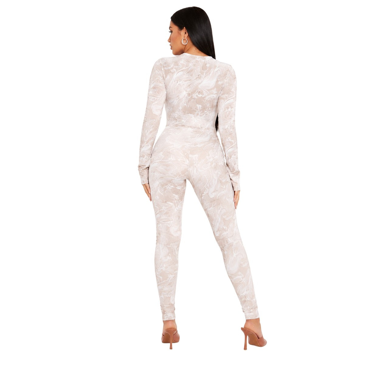 Stone - Front - Missy Empire Womens-Ladies Marble Keyhole Bodysuit