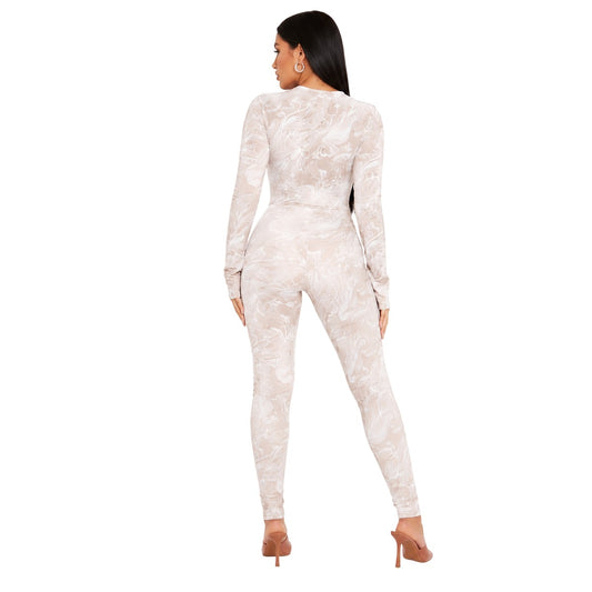 Stone - Front - Missy Empire Womens-Ladies Marble Keyhole Bodysuit