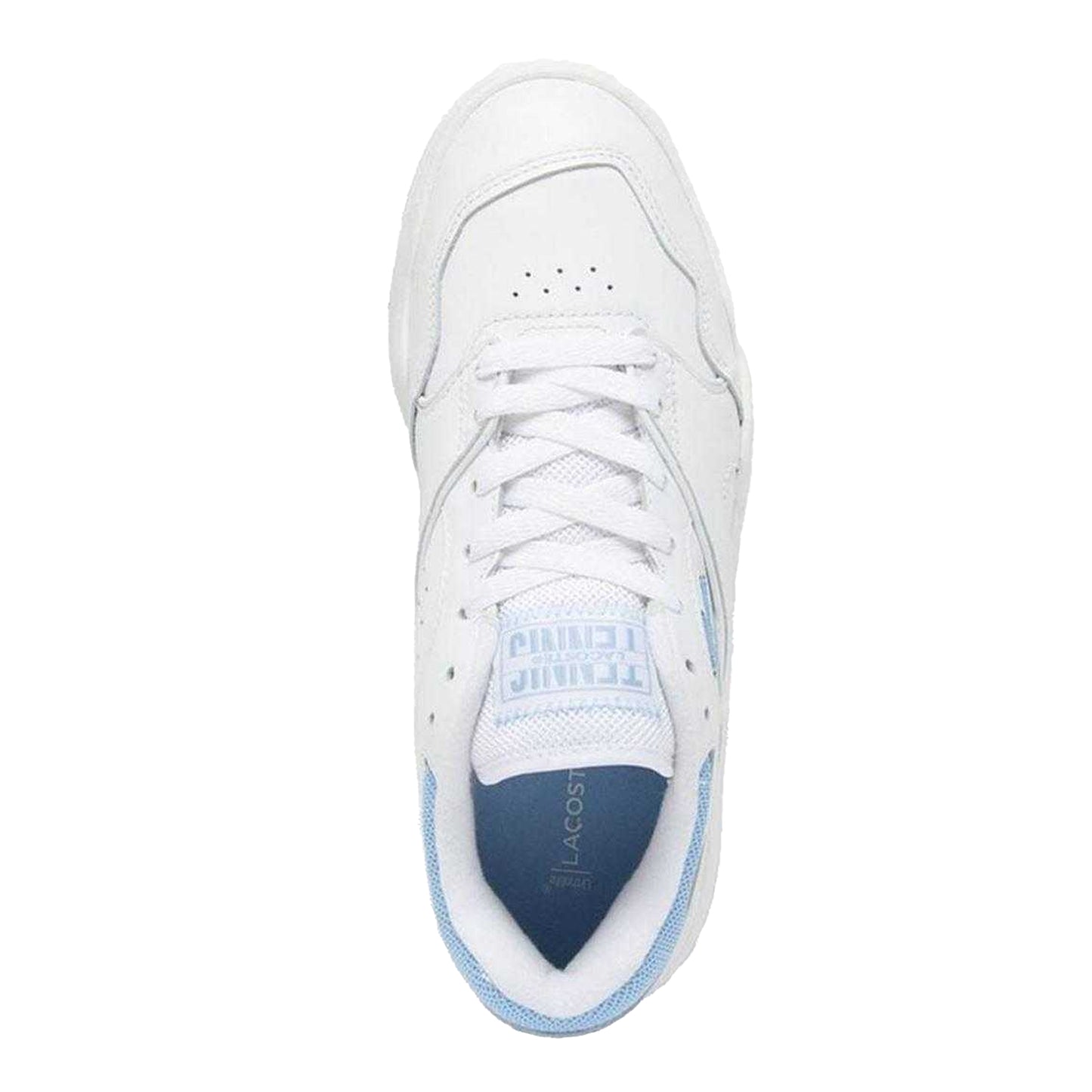 White-Blue - Side - Lacoste Womens-Ladies Lineshot Leather Tennis Trainers