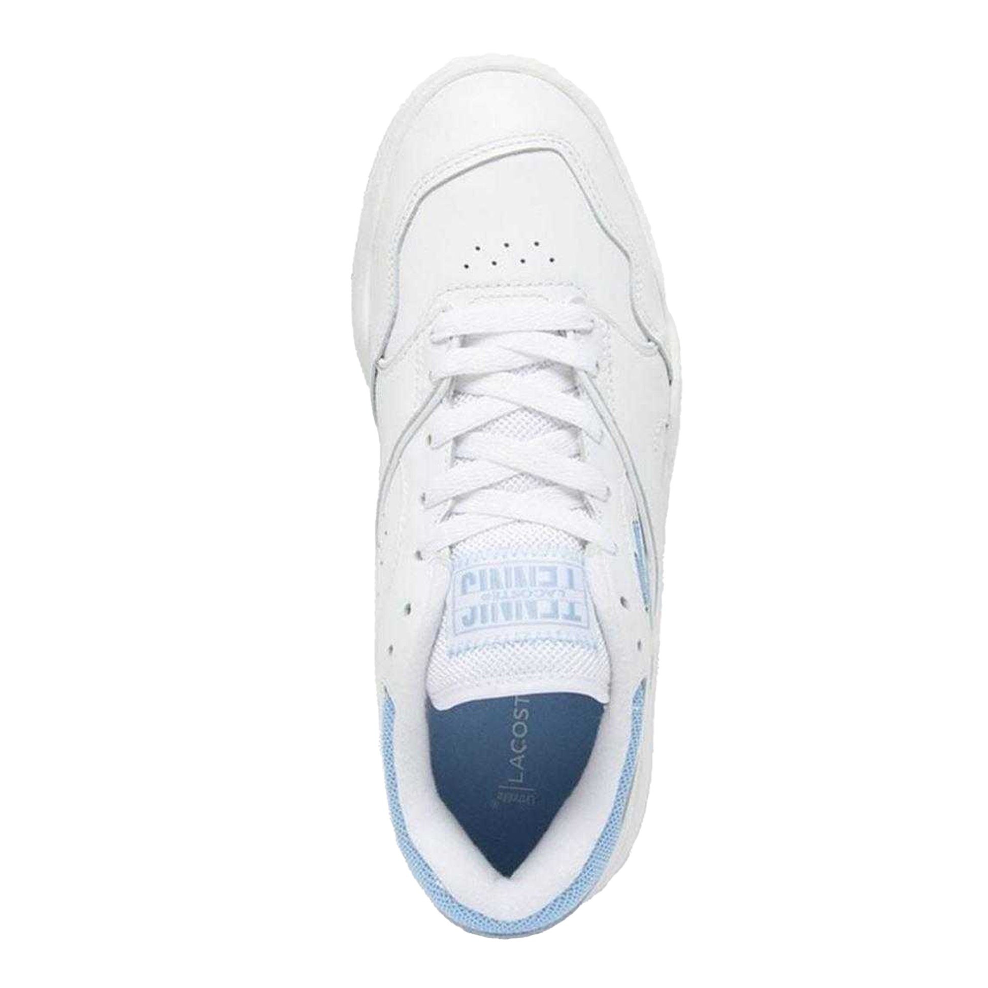 White-Blue - Side - Lacoste Womens-Ladies Lineshot Leather Tennis Trainers