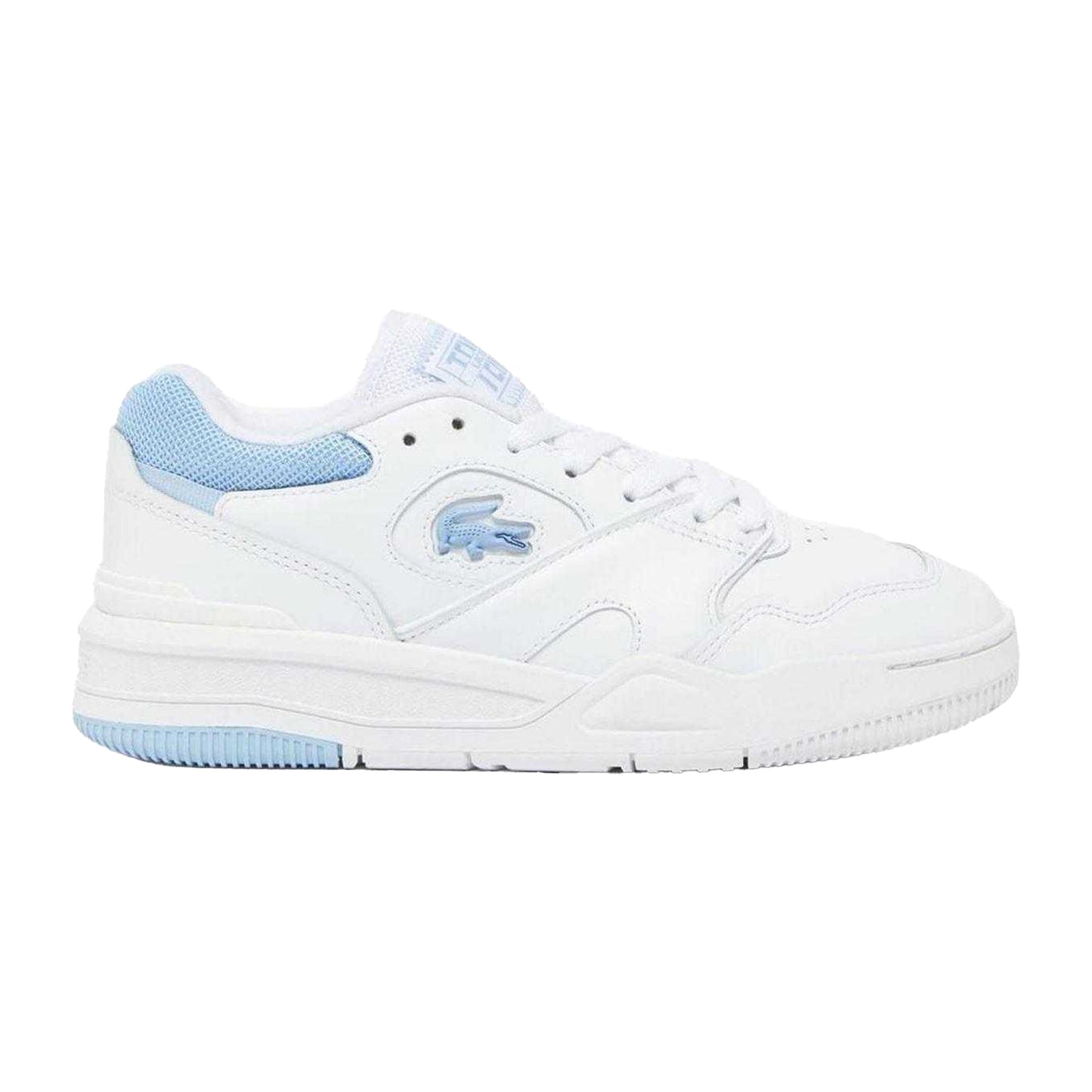 White-Blue - Front - Lacoste Womens-Ladies Lineshot Leather Tennis Trainers