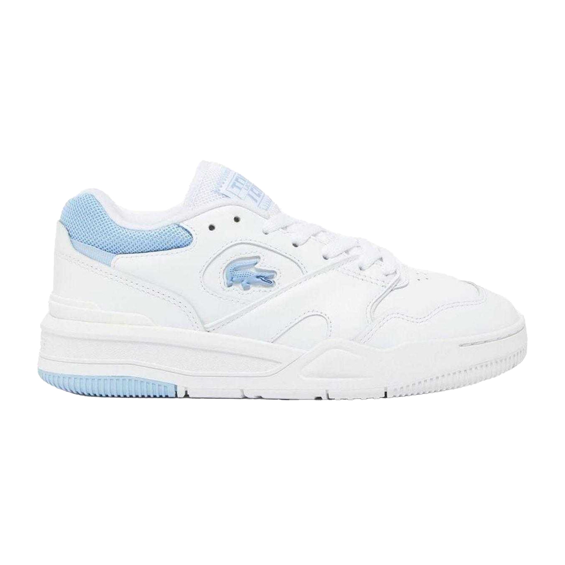 White-Blue - Front - Lacoste Womens-Ladies Lineshot Leather Tennis Trainers