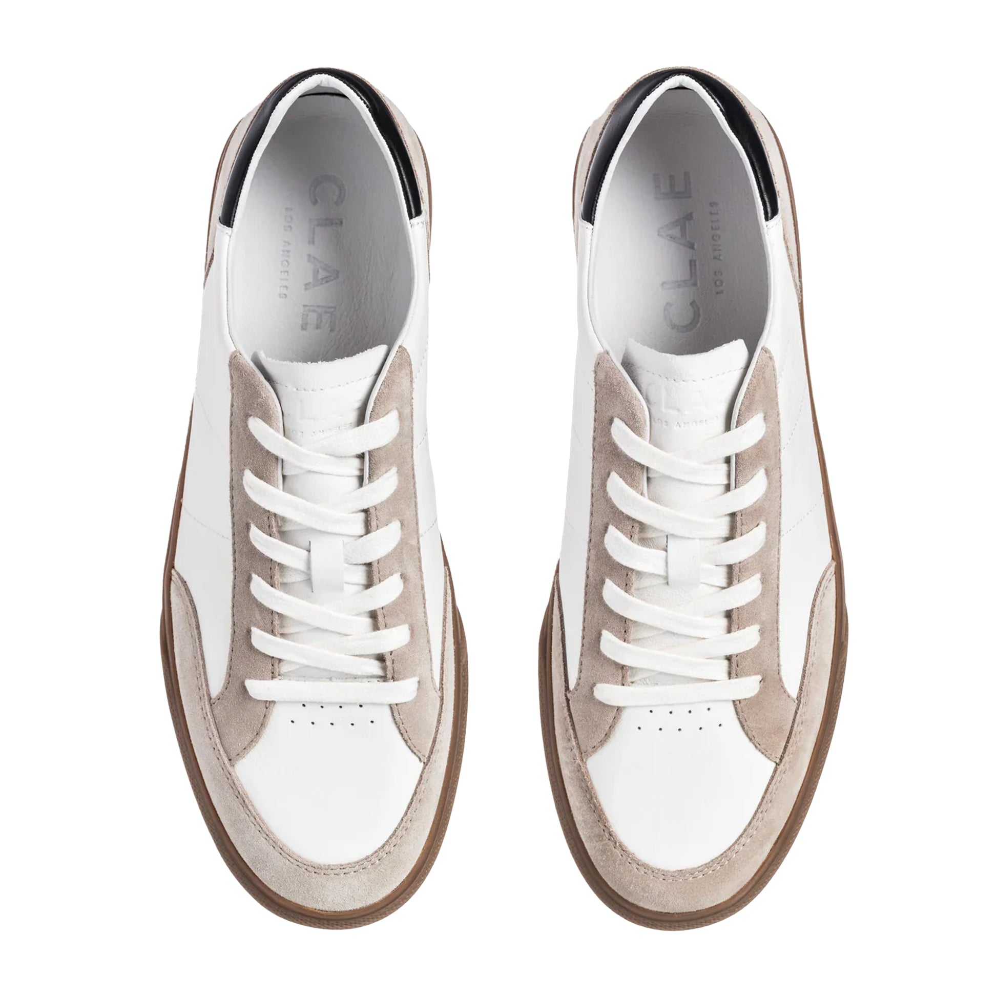 White-Grey-Gum - Back - CLAE Childrens-Kids Monroe Venice Leather Flat Trainers