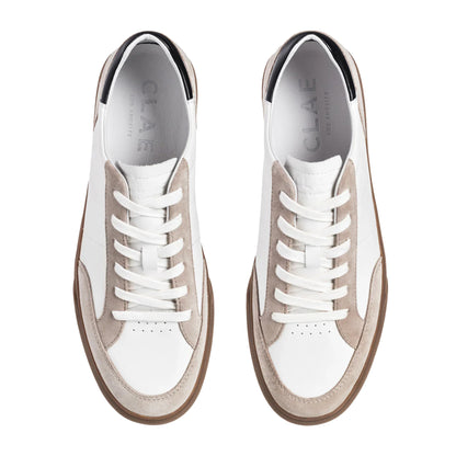 White-Grey-Gum - Back - CLAE Childrens-Kids Monroe Venice Leather Flat Trainers