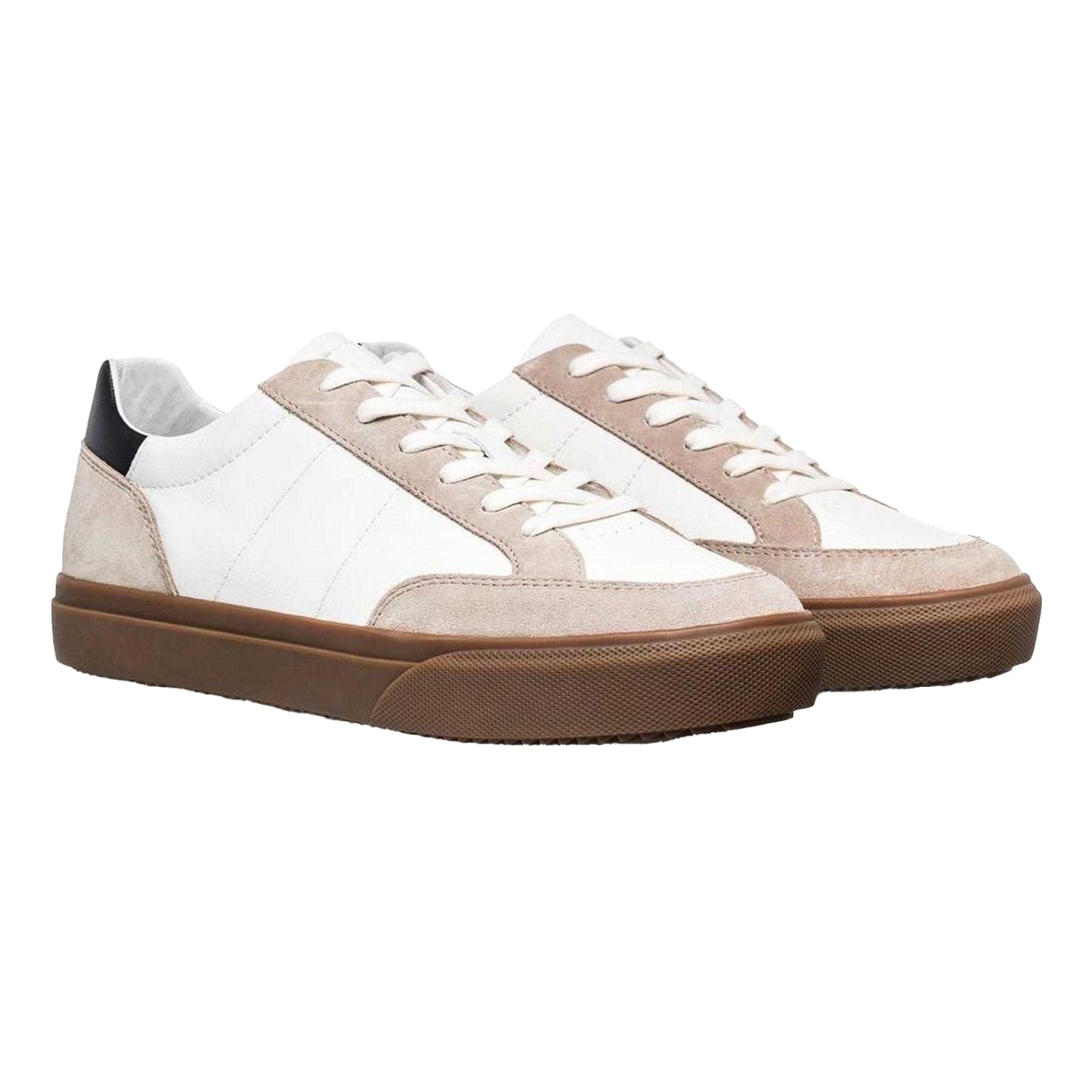 White-Grey-Gum - Pack Shot - CLAE Childrens-Kids Monroe Venice Leather Flat Trainers