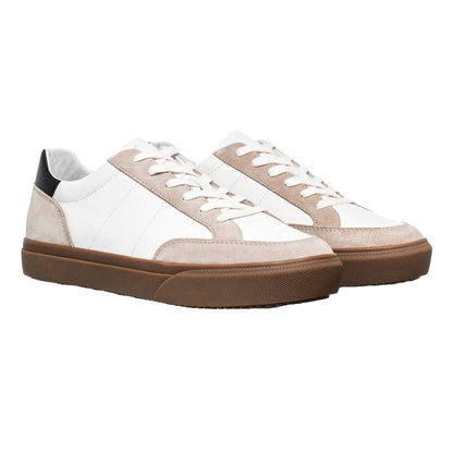 White-Grey-Gum - Pack Shot - CLAE Childrens-Kids Monroe Venice Leather Flat Trainers