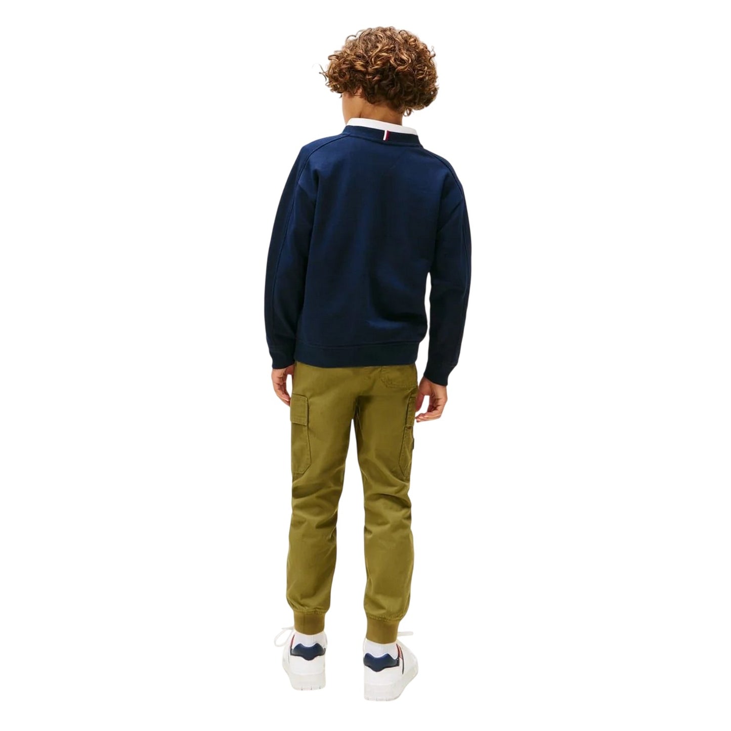 Night Navy - Back - Tommy Hilfiger Childrens-Kids Varsity Cotton Blend Relaxed Fit Sweatshirt