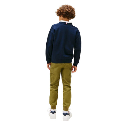Night Navy - Back - Tommy Hilfiger Childrens-Kids Varsity Cotton Blend Relaxed Fit Sweatshirt