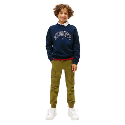 Night Navy - Side - Tommy Hilfiger Childrens-Kids Varsity Cotton Blend Relaxed Fit Sweatshirt