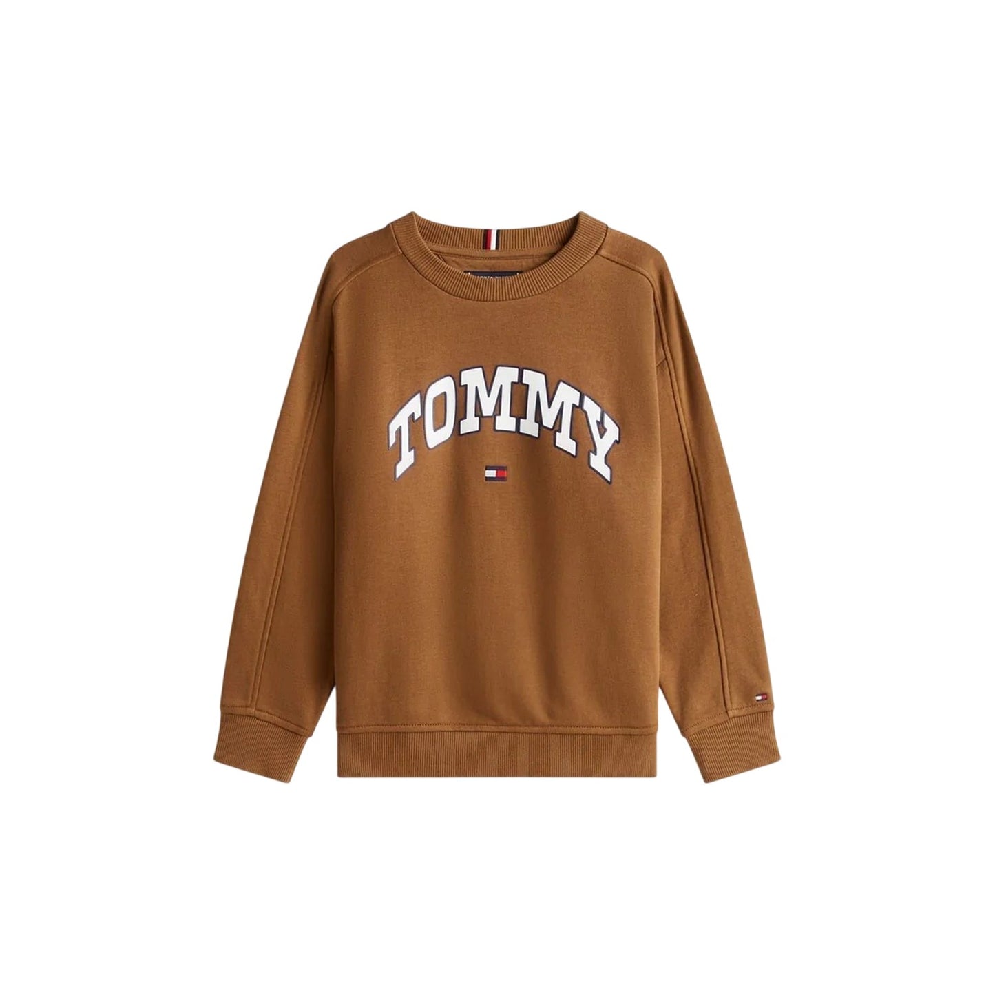 Pecan - Front - Tommy Hilfiger Childrens-Kids Varsity Cotton Blend Relaxed Fit Sweatshirt