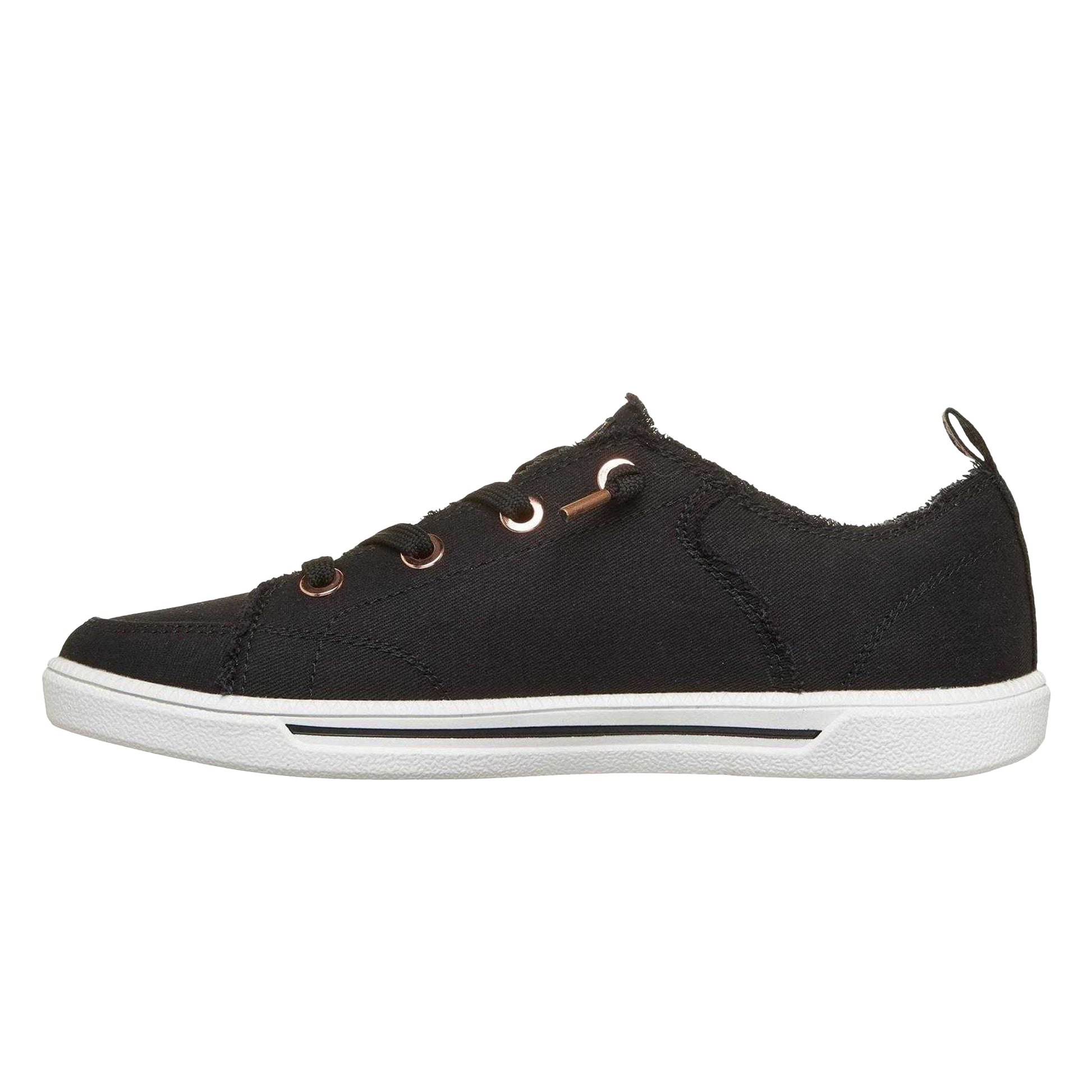 Black-Gold - Back - Skechers Womens-Ladies Bobs B Cute 2 Canvas Trainers
