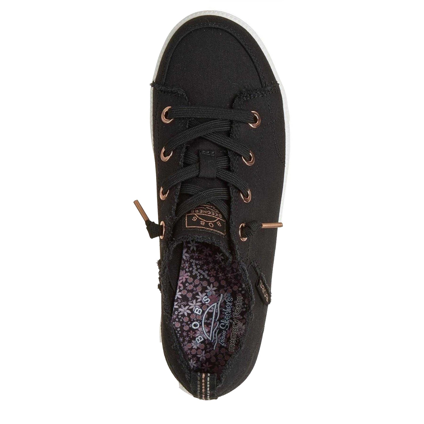 Black-Gold - Side - Skechers Womens-Ladies Bobs B Cute 2 Canvas Trainers