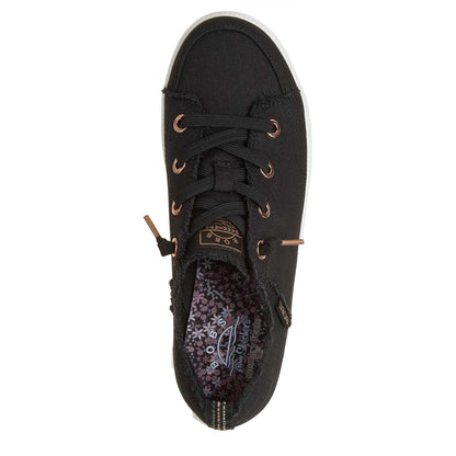 Black-Gold - Side - Skechers Womens-Ladies Bobs B Cute 2 Canvas Trainers