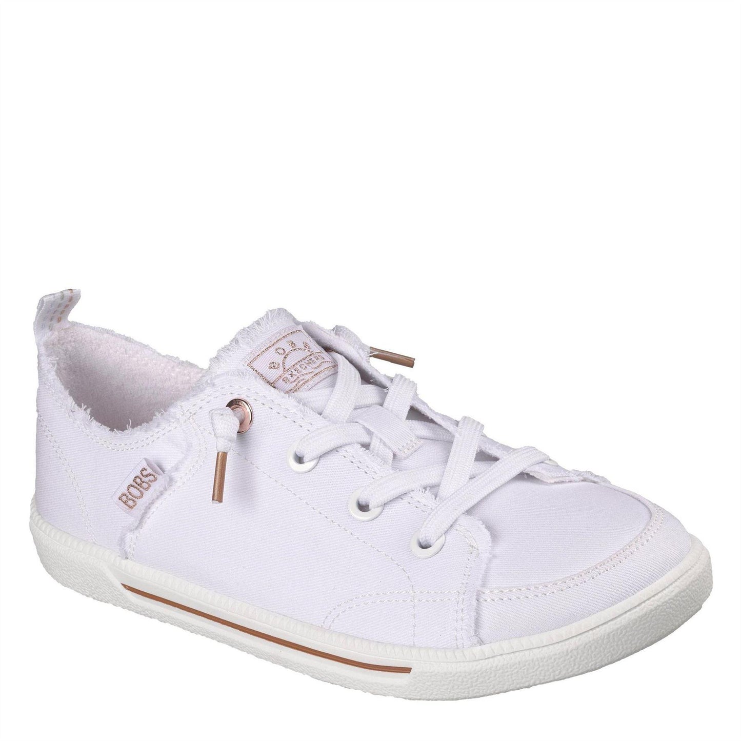 White - Side - Skechers Womens-Ladies Bobs B Cute 2 Canvas Trainers
