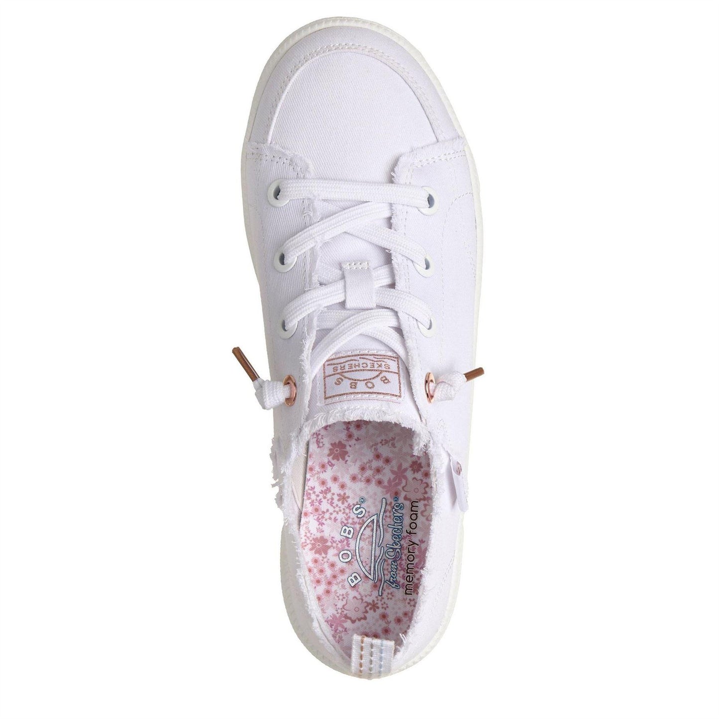 White - Lifestyle - Skechers Womens-Ladies Bobs B Cute 2 Canvas Trainers