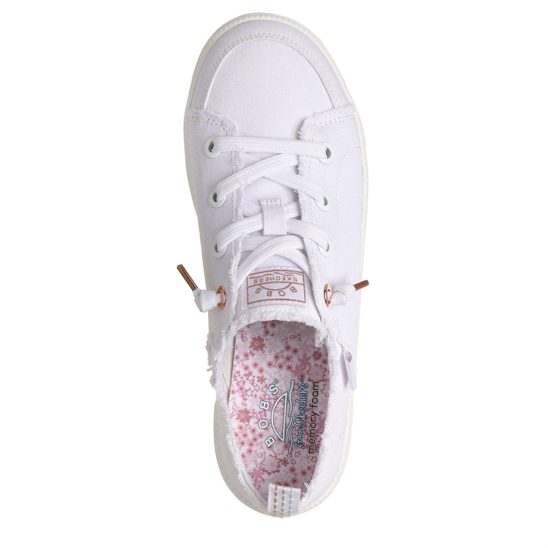 White - Lifestyle - Skechers Womens-Ladies Bobs B Cute 2 Canvas Trainers