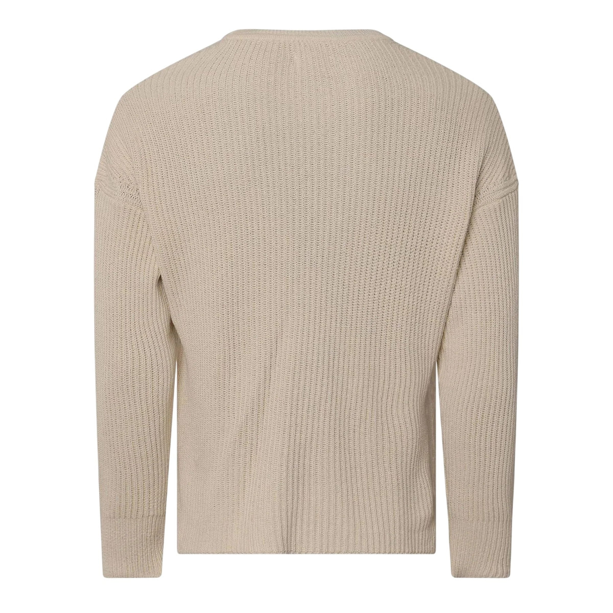 Cream - Back - Replay Mens Ribbed Crew Neck Jumper