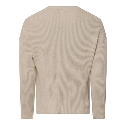 Cream - Back - Replay Mens Ribbed Crew Neck Jumper