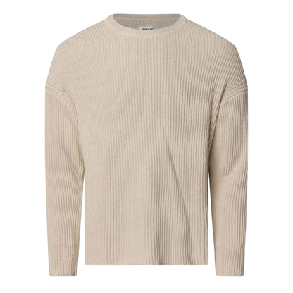 Cream - Front - Replay Mens Ribbed Crew Neck Jumper