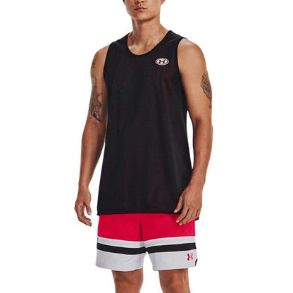Red - Side - Under Armour Mens Baseline Woven Shorts
