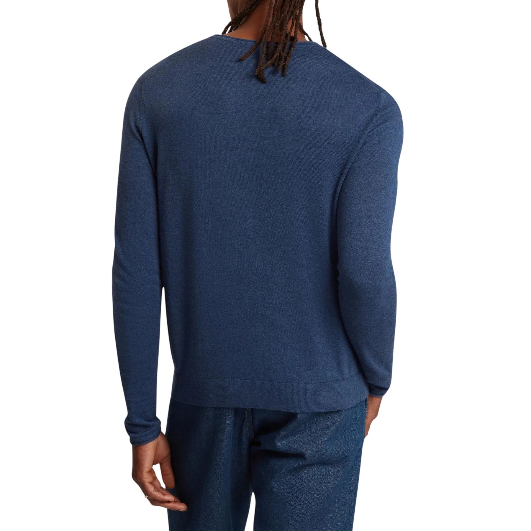 Mid Navy - Back - Ted Baker Mens Linen Blend Crew Neck Jumper
