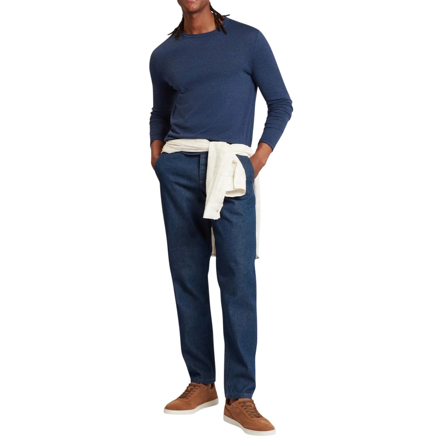 Mid Navy - Lifestyle - Ted Baker Mens Linen Blend Crew Neck Jumper