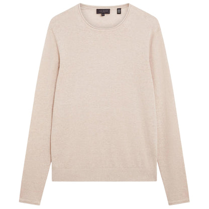 Taupe - Front - Ted Baker Mens Linen Blend Crew Neck Jumper