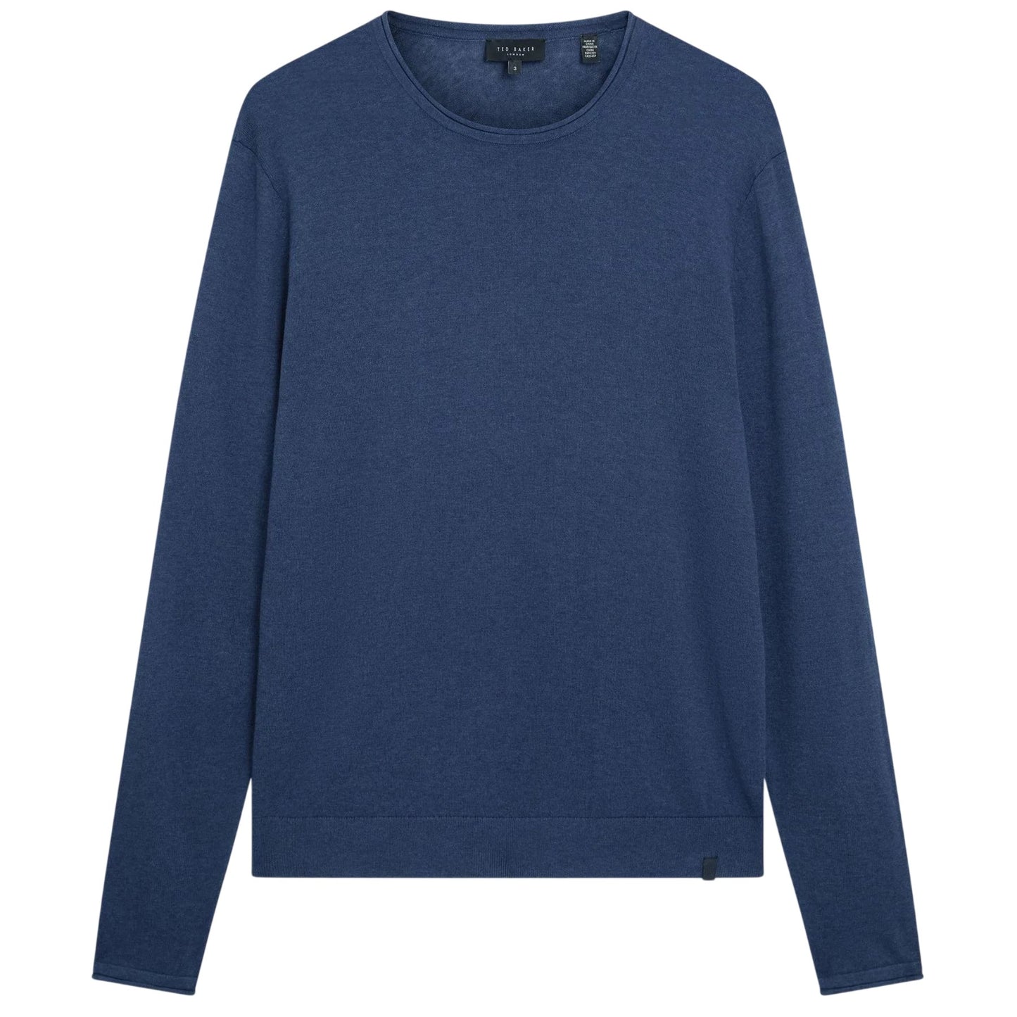 Mid Navy - Front - Ted Baker Mens Linen Blend Crew Neck Jumper