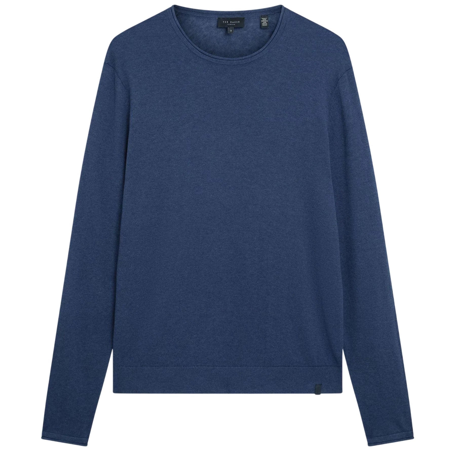 Mid Navy - Front - Ted Baker Mens Linen Blend Crew Neck Jumper